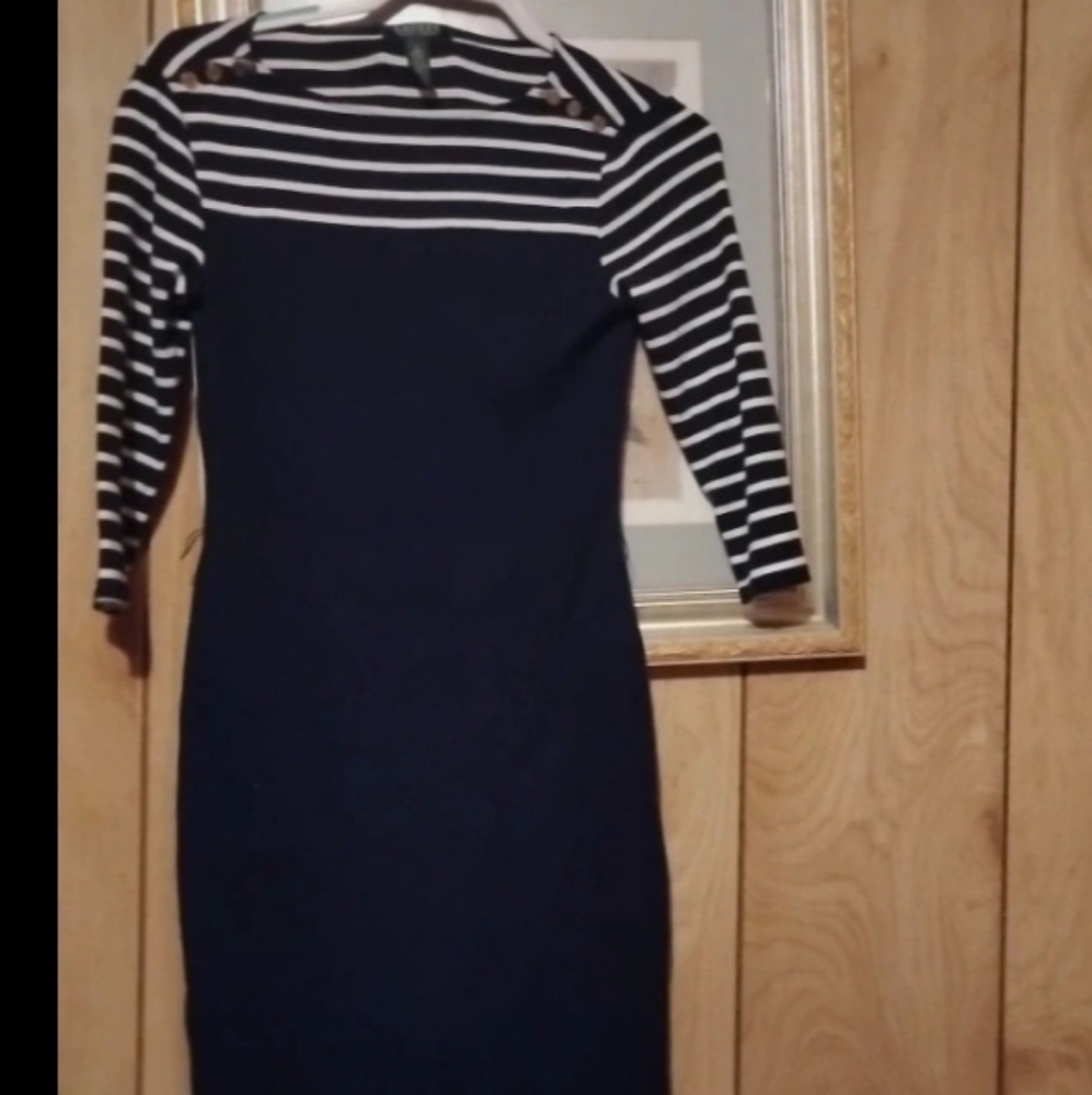 Lauren Ralph Lauren Navy and White Striped Dress